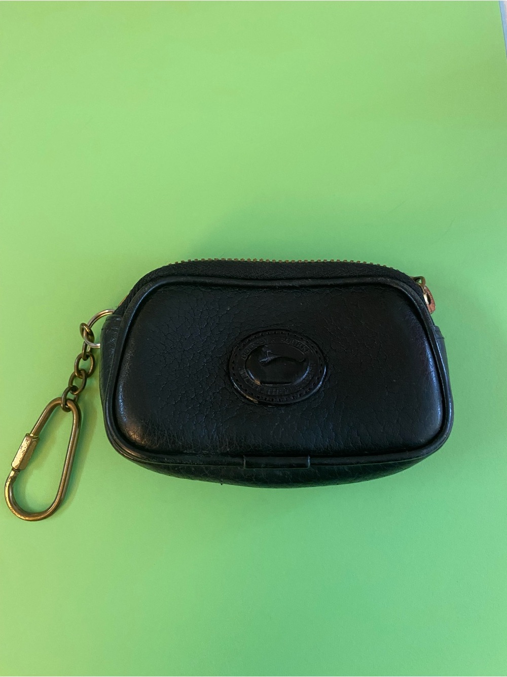 Dooney & Bourke Black Leather Key Pouch with Gold Hardware